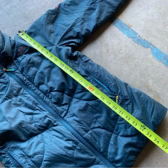 NORTH FACE DOWN SUMMIT SERIES HOODED INSULATED PARKA JACKET BLUE GREEN - Picture 7 of 8